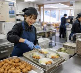リゾート施設の社員食堂で調理補助のお仕事!