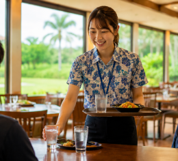 宮古島のゴルフ場でフロント兼レストランのお仕事🌟