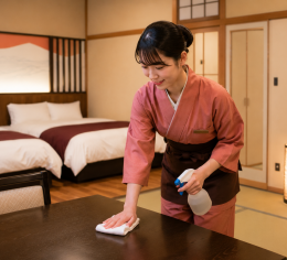 里山にある旅館で客室清掃のお仕事募集!