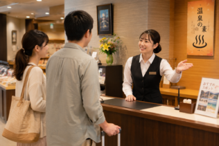 ホテル内温泉の案内・受付スタッフ募集中♪