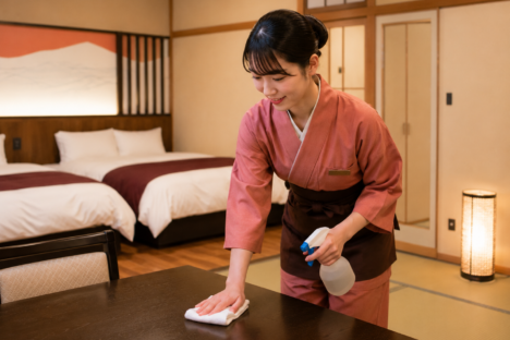 里山にある旅館で客室清掃のお仕事募集！