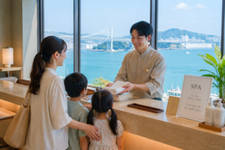 【通い限定】関門海峡が見渡せるホテルでスパ施設のフロントスタッフ募集！